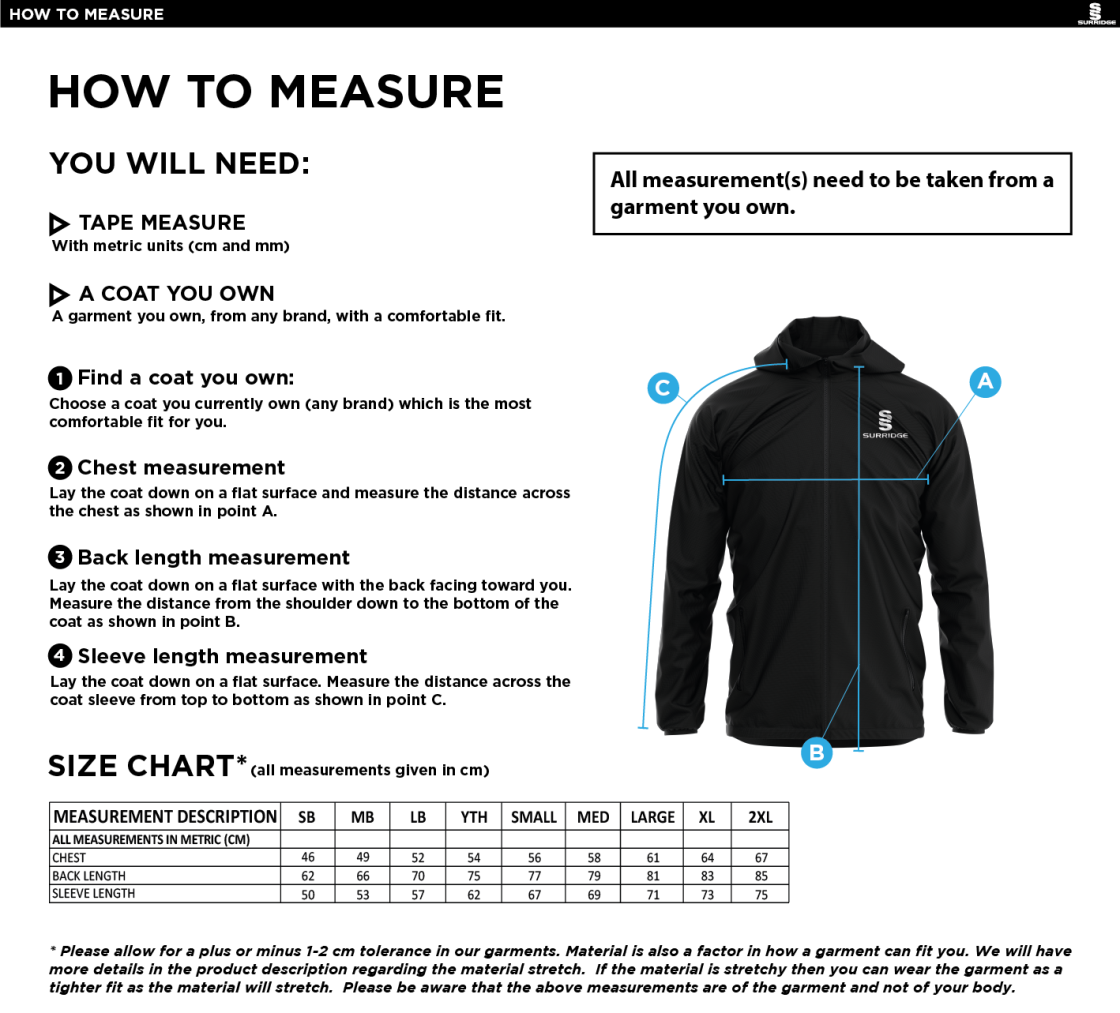 LYTHAM CC Dual Elite 1/4 Zip Hoody / Rain Jacket : Navy - Size Guide